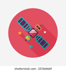 Space Satellite flat icon with long shadow,eps10