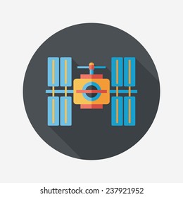 Space Satellite flat icon with long shadow,eps10