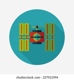 Space Satellite flat icon with long shadow,eps10