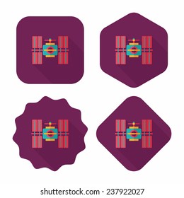 Space Satellite flat icon with long shadow,eps10