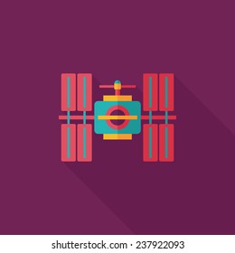 Space Satellite flat icon with long shadow,eps10