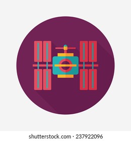 Space Satellite flat icon with long shadow,eps10