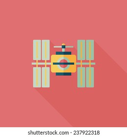 Space Satellite flat icon with long shadow,eps10