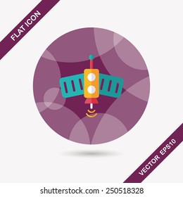 Space Satellite flat icon with long shadow,eps10