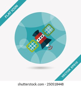 Space Satellite flat icon with long shadow,eps10