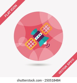Space Satellite flat icon with long shadow,eps10