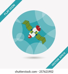 Space Satellite flat icon with long shadow,eps10