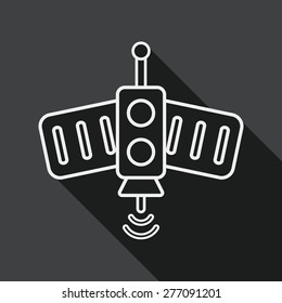 Space Satellite flat icon with long shadow, line icon