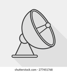 Space Satellite flat icon with long shadow, line icon