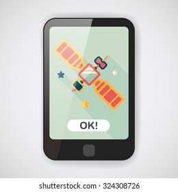 Space Satellite flat icon with long shadow,eps10