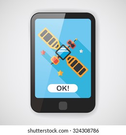 Space Satellite flat icon with long shadow,eps10