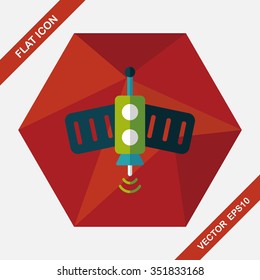 Space Satellite flat icon with long shadow,eps10