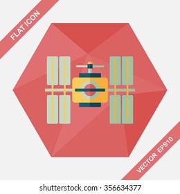 Space Satellite flat icon with long shadow,eps10