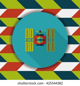 Space Satellite flat icon with long shadow,eps10