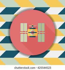 Space Satellite flat icon with long shadow,eps10