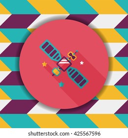 Space Satellite flat icon with long shadow,eps10