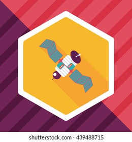 Space Satellite flat icon with long shadow,eps10