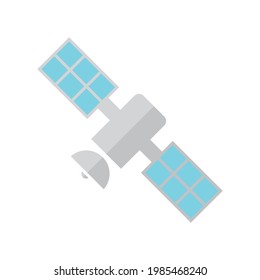 Icono plano del satélite espacial sobre fondo blanco