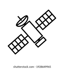 Icono plano del satélite espacial. Pictograma para web. Icono de línea. Aislado sobre fondo blanco. Vector eps10