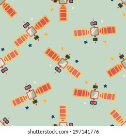 Space Satellite flat icon,eps10 seamless pattern background
