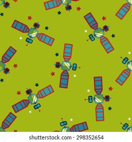 Space Satellite flat icon,eps10 seamless pattern background