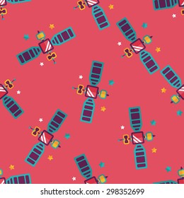 Space Satellite flat icon,eps10 seamless pattern background