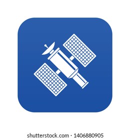 Space satellite icon digital blue for any design isolated on white vector illustration