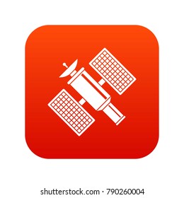 Space satellite icon digital red for any design isolated on white vector illustration
