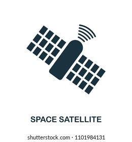 Space Satellite icon. Flat style icon design. UI. Illustration of space satellite icon. Pictogram isolated on white. Ready to use in web design, apps, software, print.