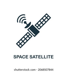 Space Satellite icon. Monochrome sign from space collection. Creative Space Satellite icon illustration for web design, infographics and more