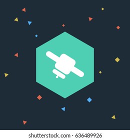 Space satellite icon on starry background 