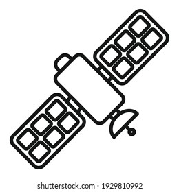 Icono de satélite espacial. Icono del vector del satélite espacial de esquema para el diseño web aislado en fondo blanco