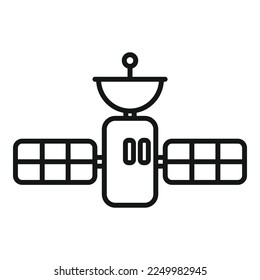 Weltraum-Satellitensymbol-Umriss-Vektorgrafik. Talk Team. Mediennetzwerk