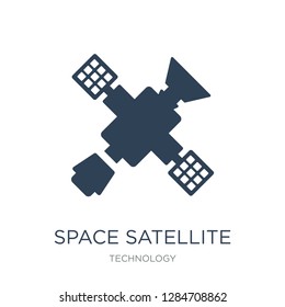 space satellite icon vector on white background, space satellite trendy filled icons from Technology collection, space satellite vector illustration