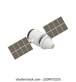 Space satellite isometric icon on white background 3d vector illustration