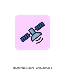 Space satellite line icon. Transmitter, spaceflight, artificial. Research concept. Vector illustration can be used for topics like telecommunication, space, wireless device
