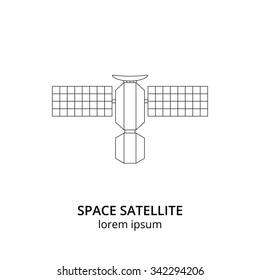 Space satellite linear icon isolated on white background. Logo design template.