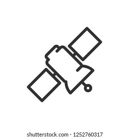 Space satellite. linear icon. Line with editable stroke