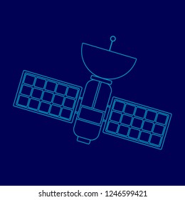 space satellite is made as a drawing in electronic form on a blue background