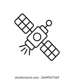 Ilustración de icono de línea de salida de satélite espacial