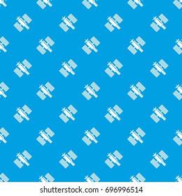 Space satellite pattern repeat seamless in blue color for any design. Vector geometric illustration