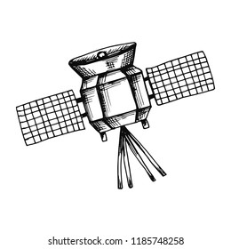 space satellite sketch isolated on white background.