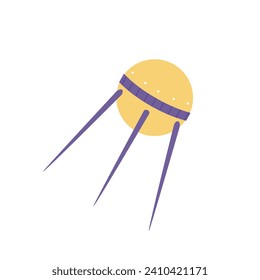 Space satellite sputnik. Exploring universe equipment, astronomy science cartoon vector illustration