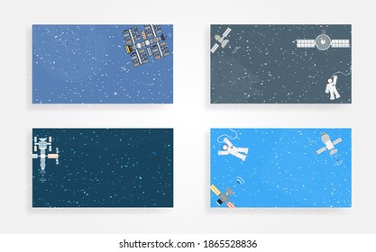 space with satellite stock vector background