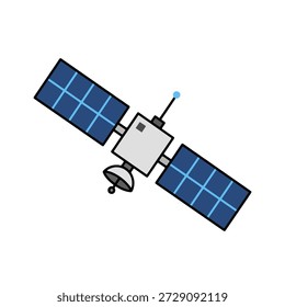 Tecnología de satélite espacial con paneles solares que orbitan la tierra ilustración
