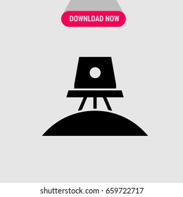 Space satellite vector icon, The cosmic satellite situated on the round surface symbol. Simple, modern flat vector illustration for mobile app, website or desktop app 