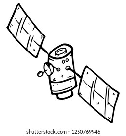 Space satellite. Vector illustration of a mobile satellite. Hand drawn space satellite.