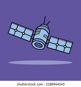 Space satellite vector illustration on purple background is perfect for logos, symbols and advertisements