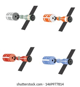  Space Satellites set isolated on white vector illustration