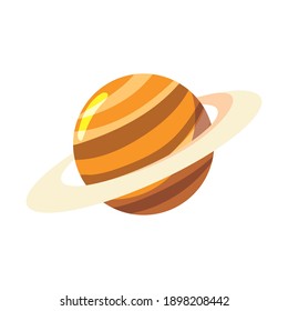 space saturn planet galaxy solar system cartoon icon white background vector illustration